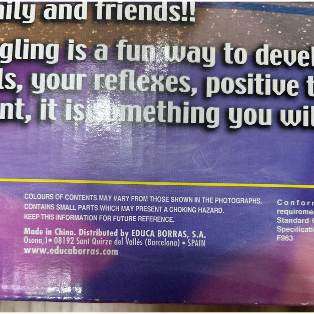 VTG Borras Juggling Set Skittles Rings Balls Manual 7+ W/ Box RARE COMPLETE Toy - Picture 10 of 11